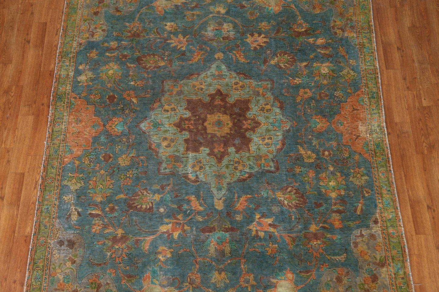 Distressed Over-Dyed Tabriz Persian Area Rug 6x9