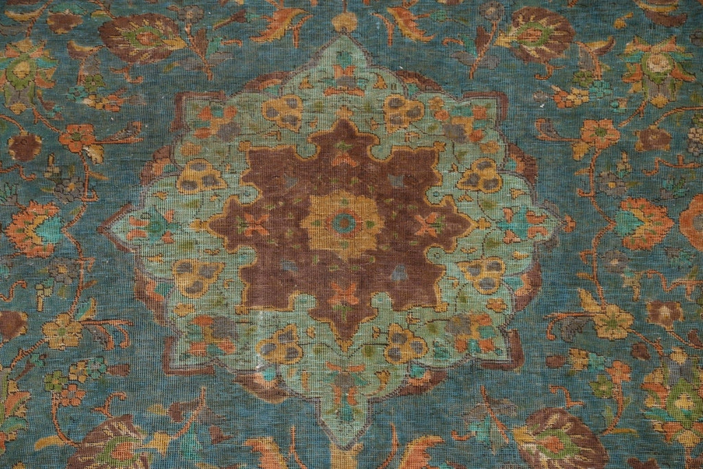 Distressed Over-Dyed Tabriz Persian Area Rug 6x9