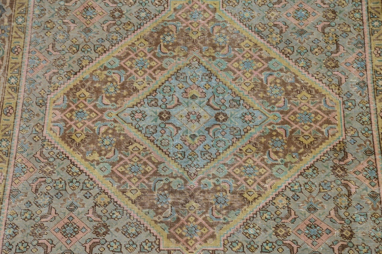 Distressed Over-Dyed Tabriz Persian Area Rug 7x10