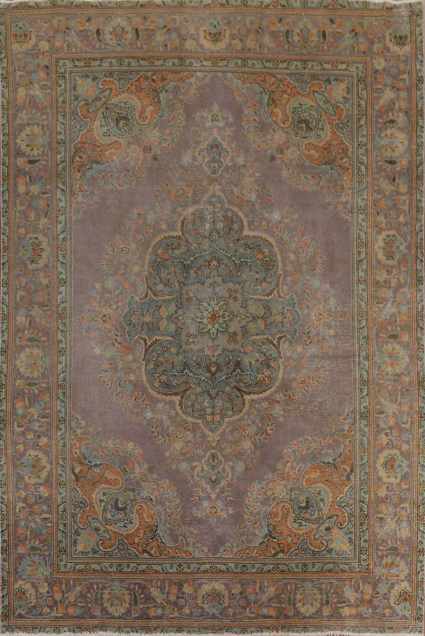 Distressed Over-Dyed Tabriz Persian Area Rug 8x11