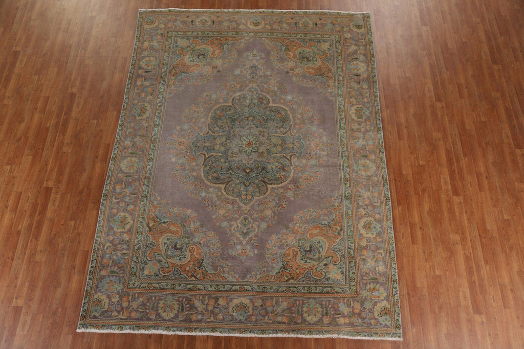 Distressed Over-Dyed Tabriz Persian Area Rug 8x11