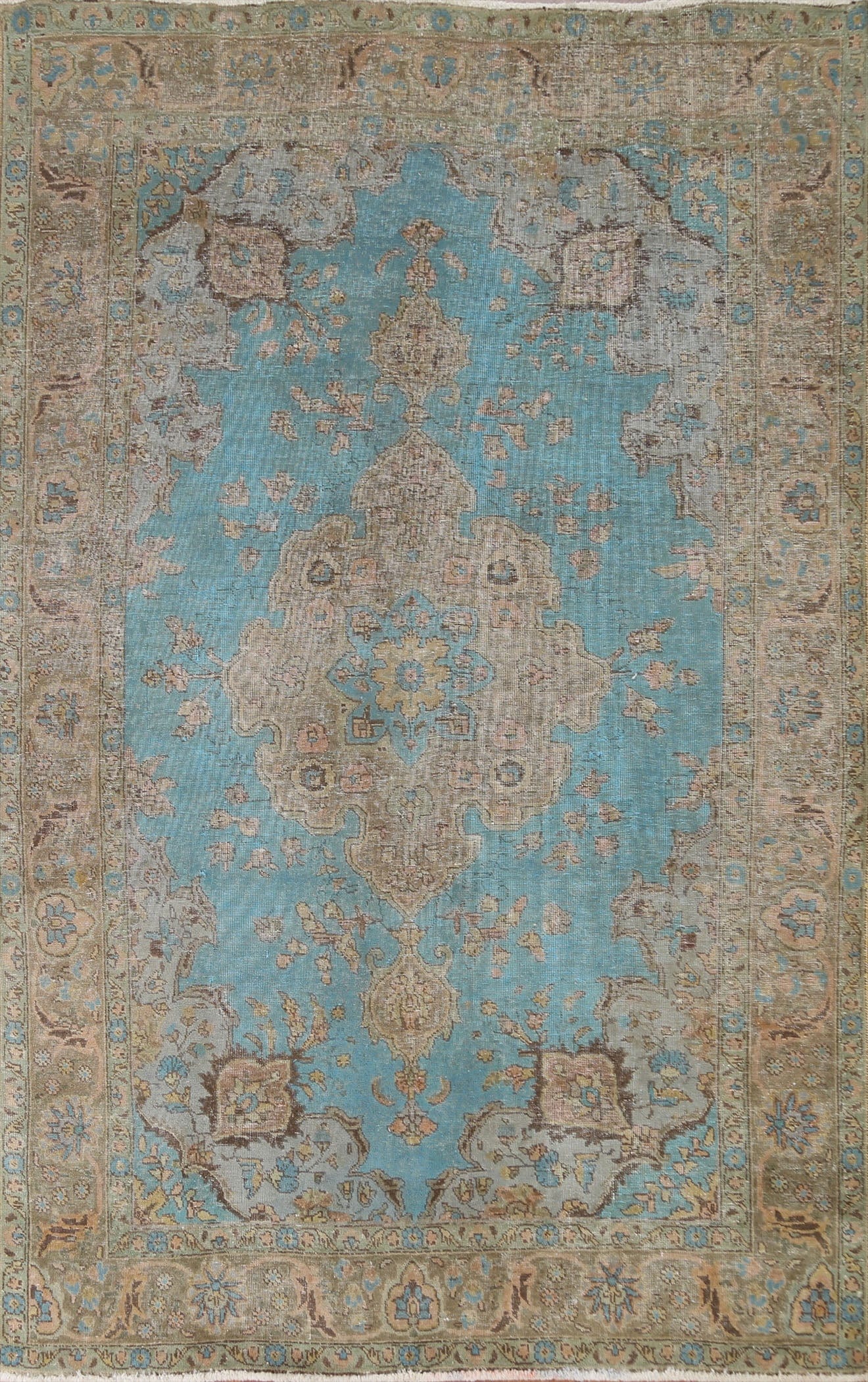 Distressed Over-Dyed Tabriz Persian Area Rug 6x9