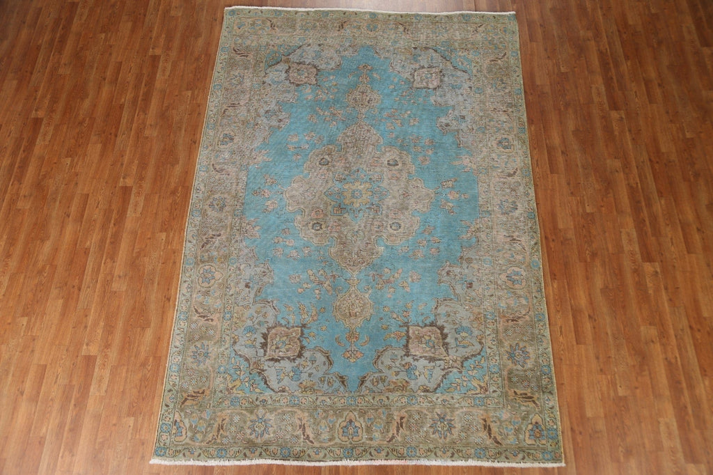 Distressed Over-Dyed Tabriz Persian Area Rug 6x9