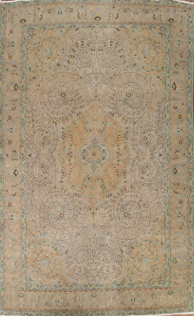 Vintage Brown Tabriz Persian Area Rug 8x12