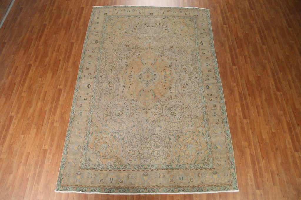 Vintage Brown Tabriz Persian Area Rug 8x12