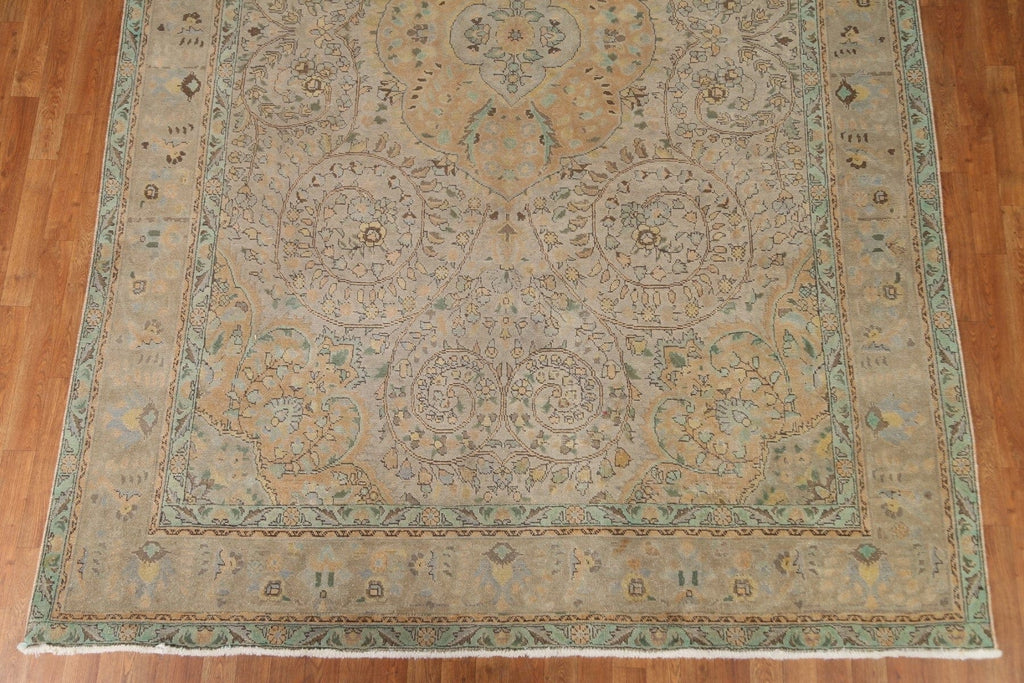 Vintage Brown Tabriz Persian Area Rug 8x12