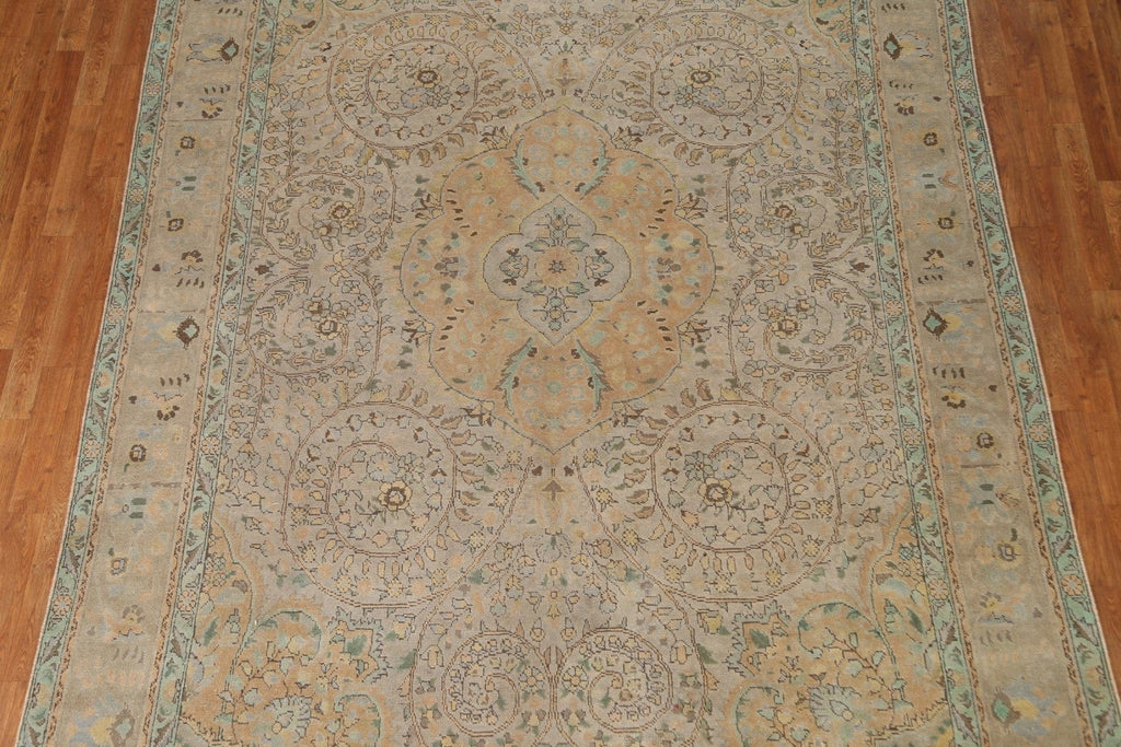 Vintage Brown Tabriz Persian Area Rug 8x12