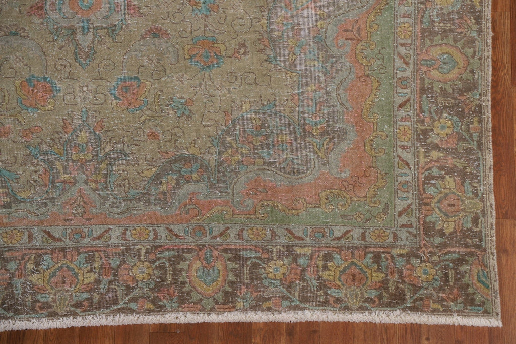 Distressed Over-Dyed Tabriz Persian Area Rug 7x10