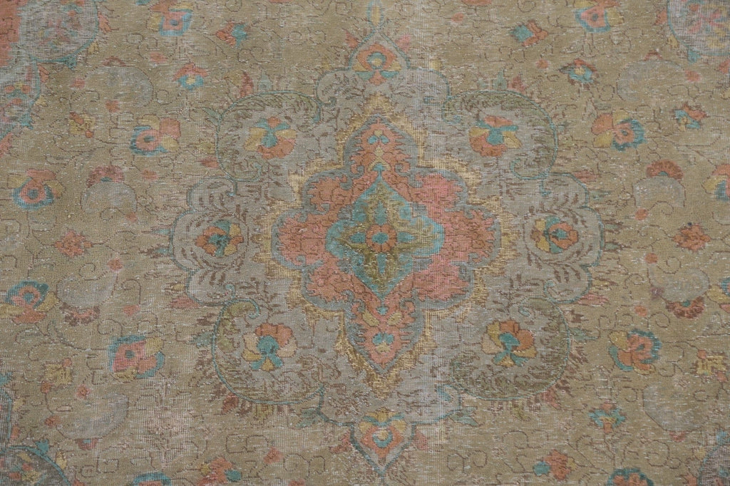 Distressed Over-Dyed Tabriz Persian Area Rug 7x10