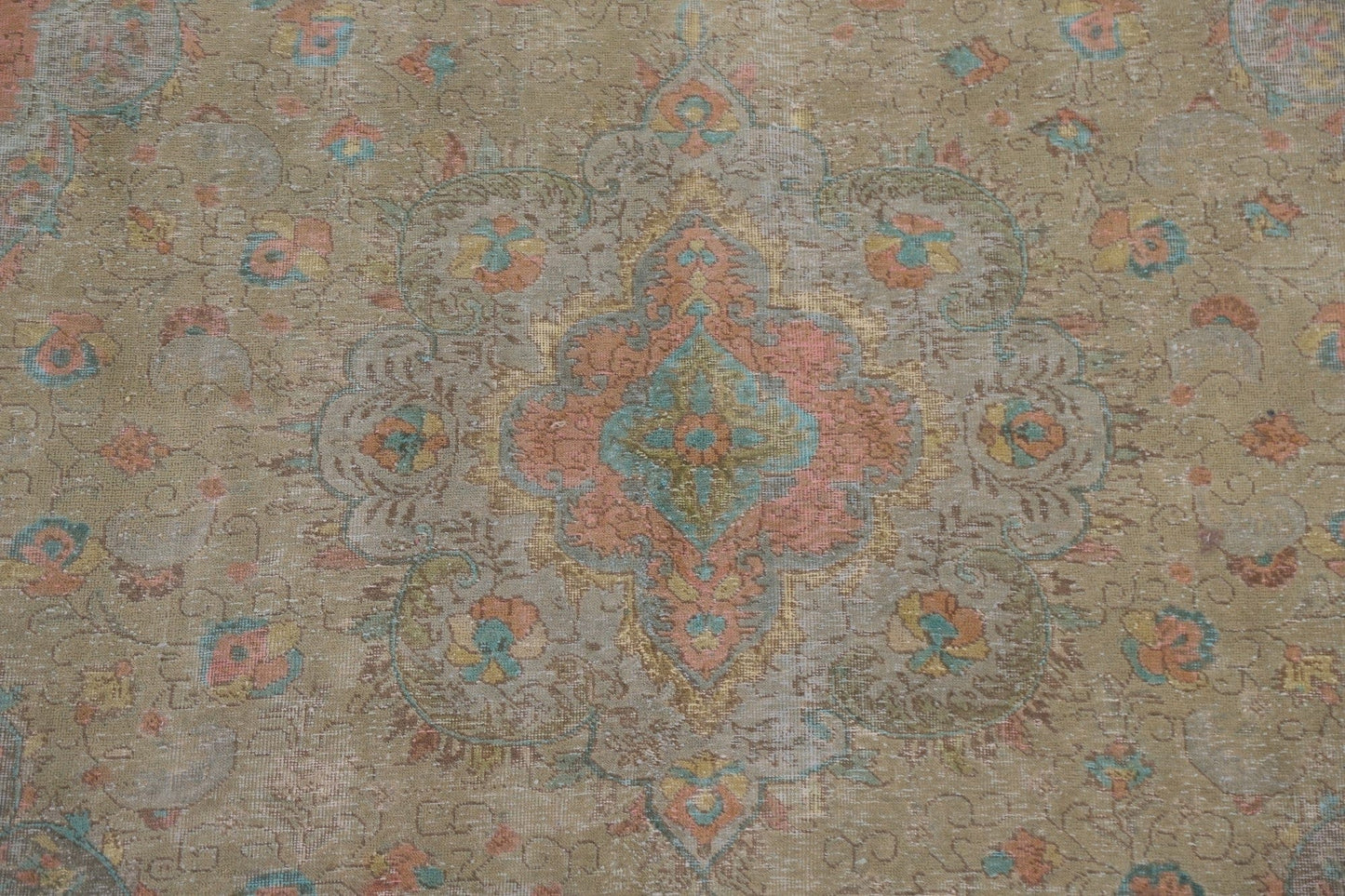 Distressed Over-Dyed Tabriz Persian Area Rug 7x10