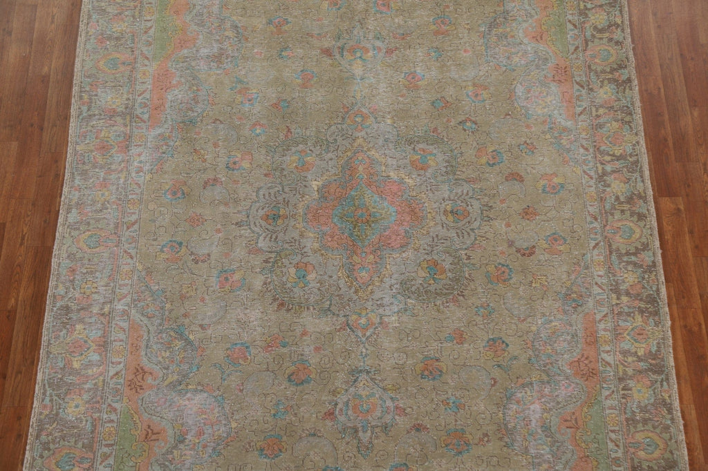 Distressed Over-Dyed Tabriz Persian Area Rug 7x10