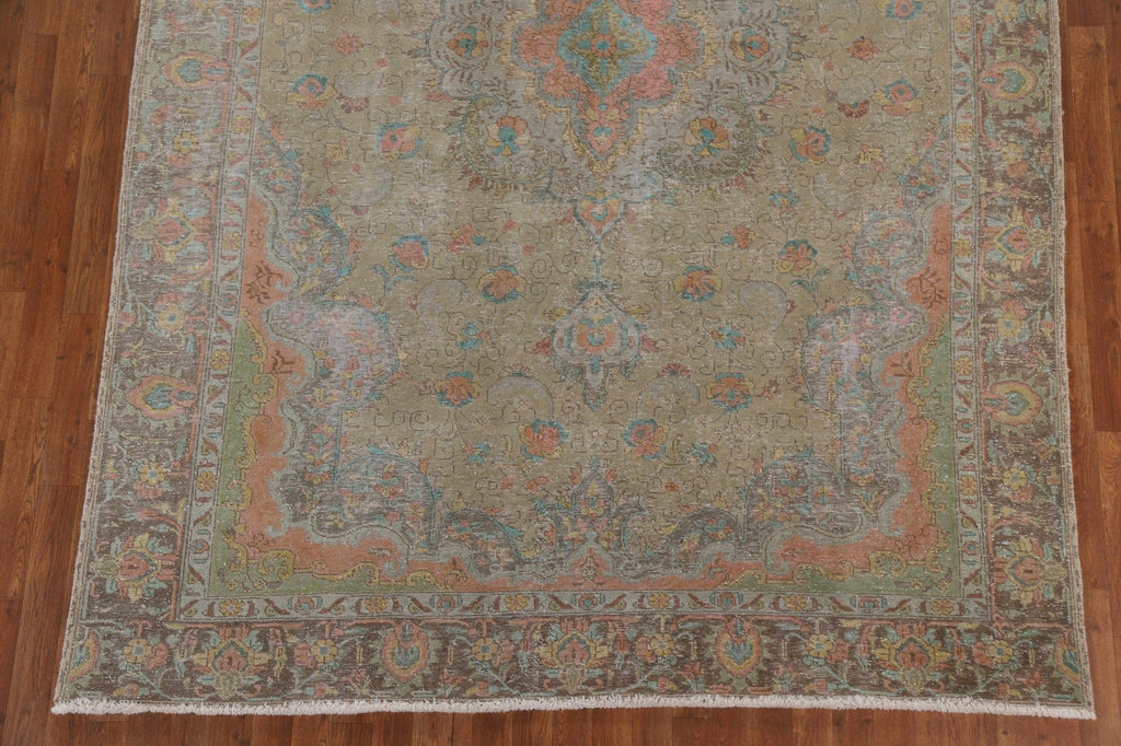 Distressed Over-Dyed Tabriz Persian Area Rug 7x10