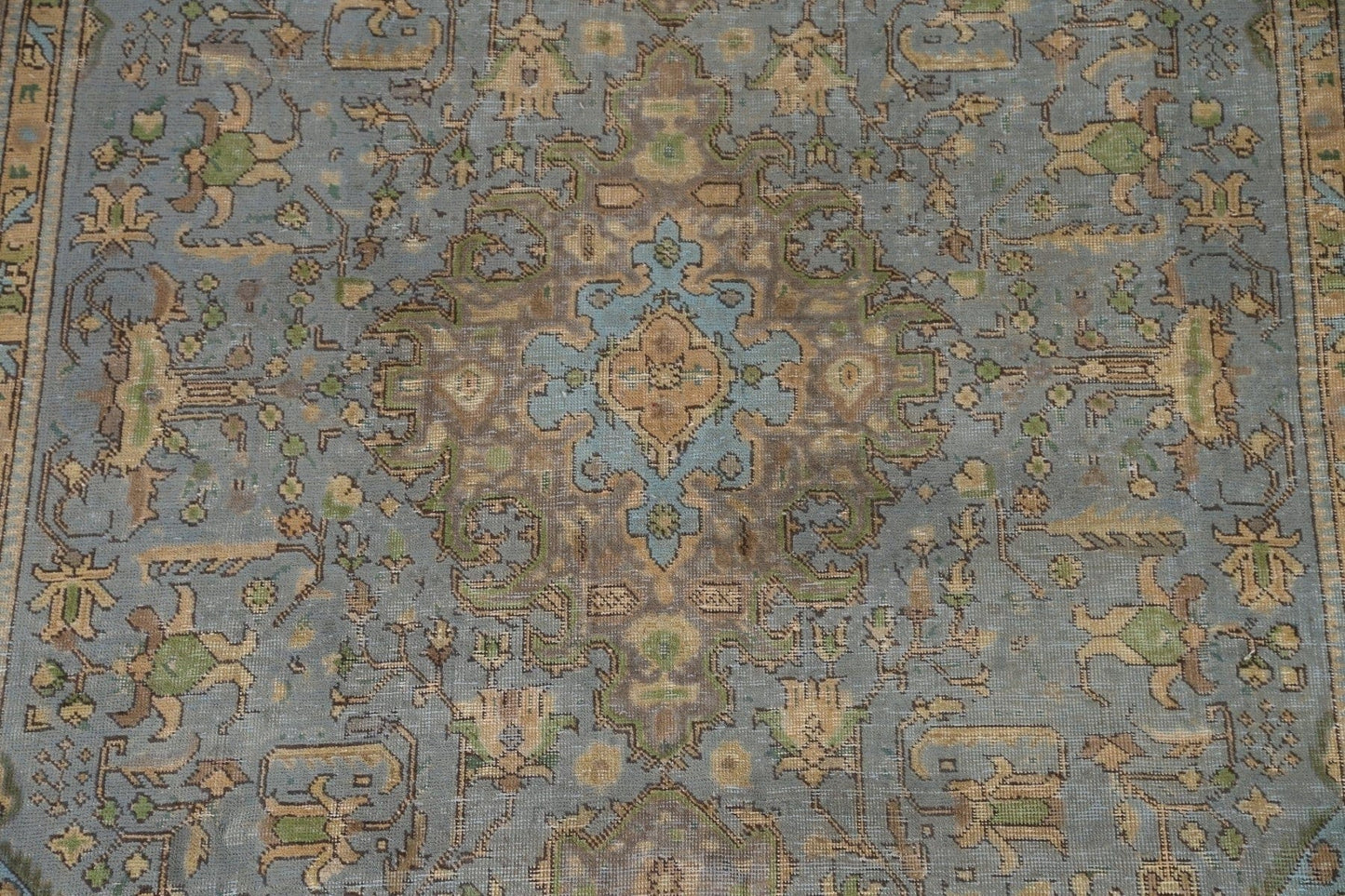 Distressed Over-Dyed Tabriz Persian Area Rug 7x9