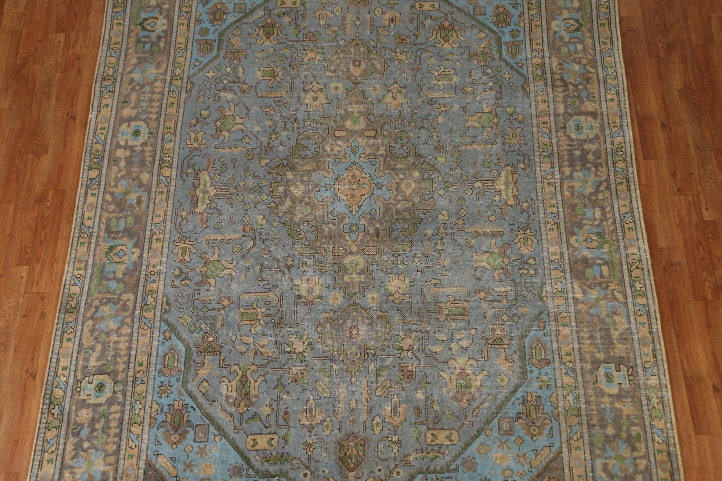 Distressed Over-Dyed Tabriz Persian Area Rug 7x9