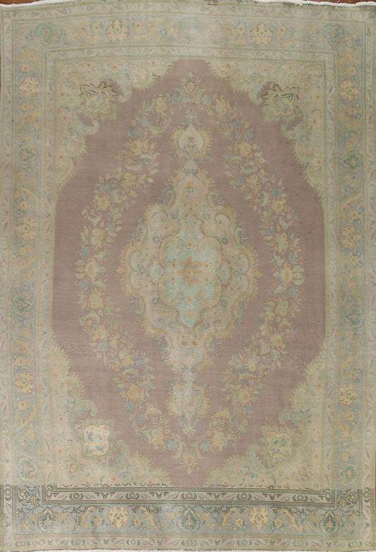 Distressed Over-Dyed Tabriz Persian Area Rug 10x12