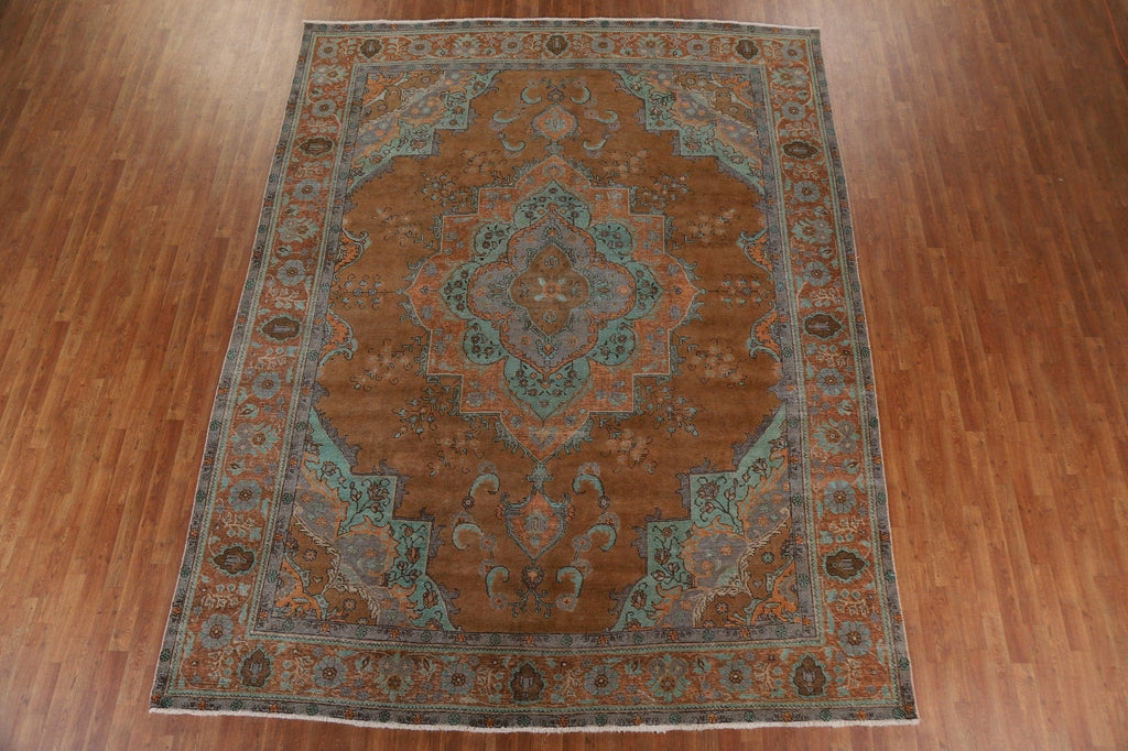 Distressed Over-Dyed Tabriz Persian Area Rug 10x13