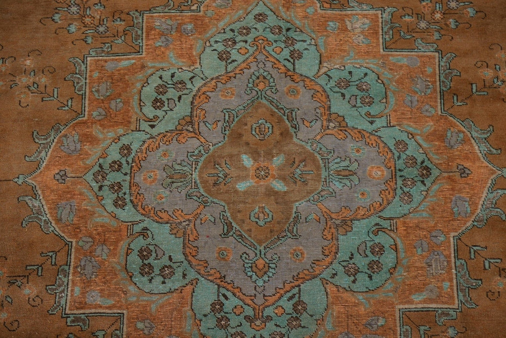 Distressed Over-Dyed Tabriz Persian Area Rug 10x13