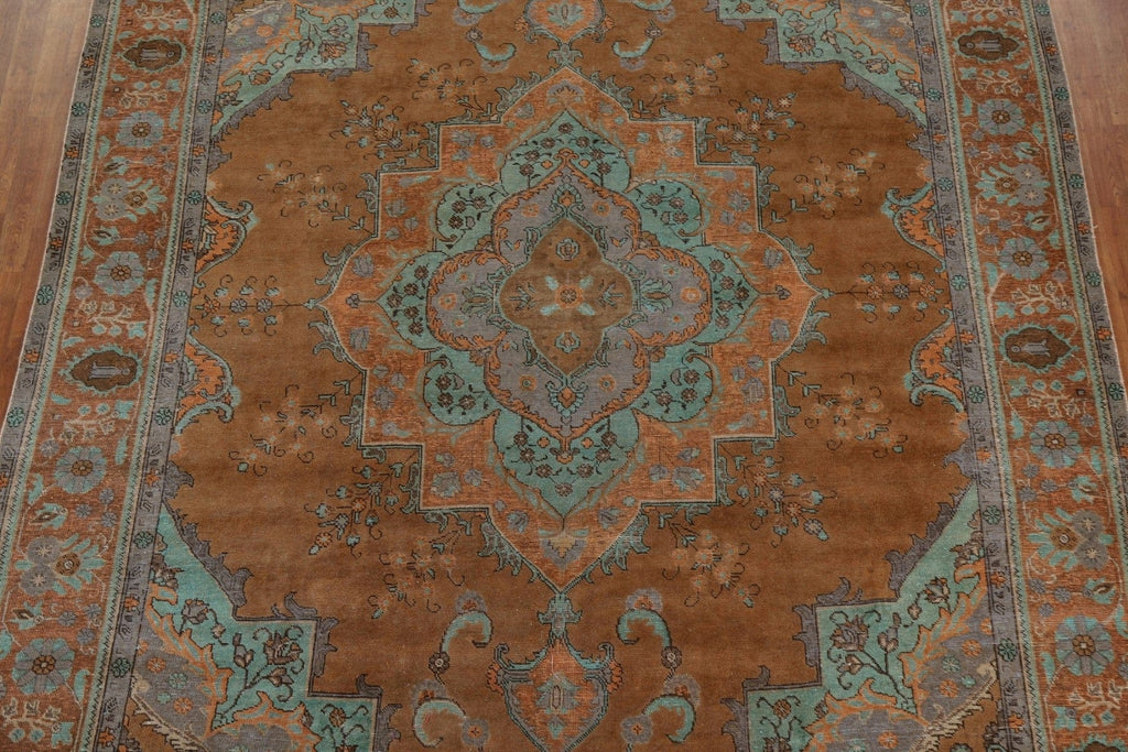 Distressed Over-Dyed Tabriz Persian Area Rug 10x13