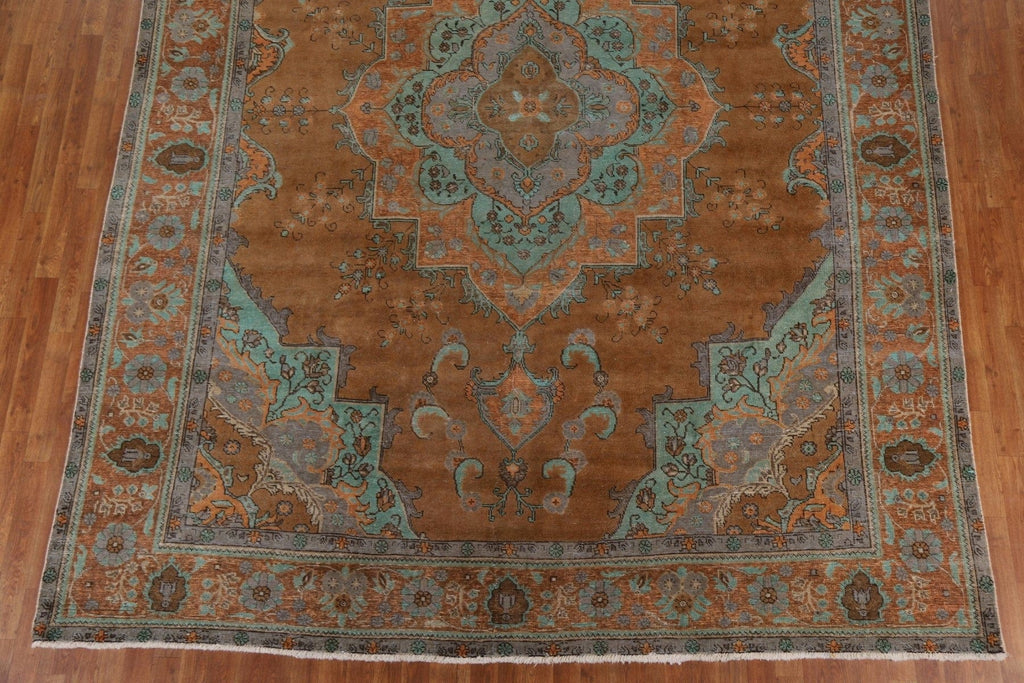 Distressed Over-Dyed Tabriz Persian Area Rug 10x13