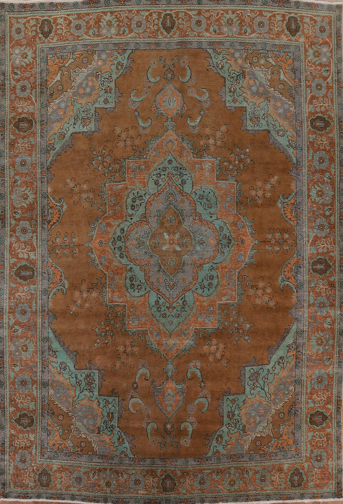 Distressed Over-Dyed Tabriz Persian Area Rug 10x13