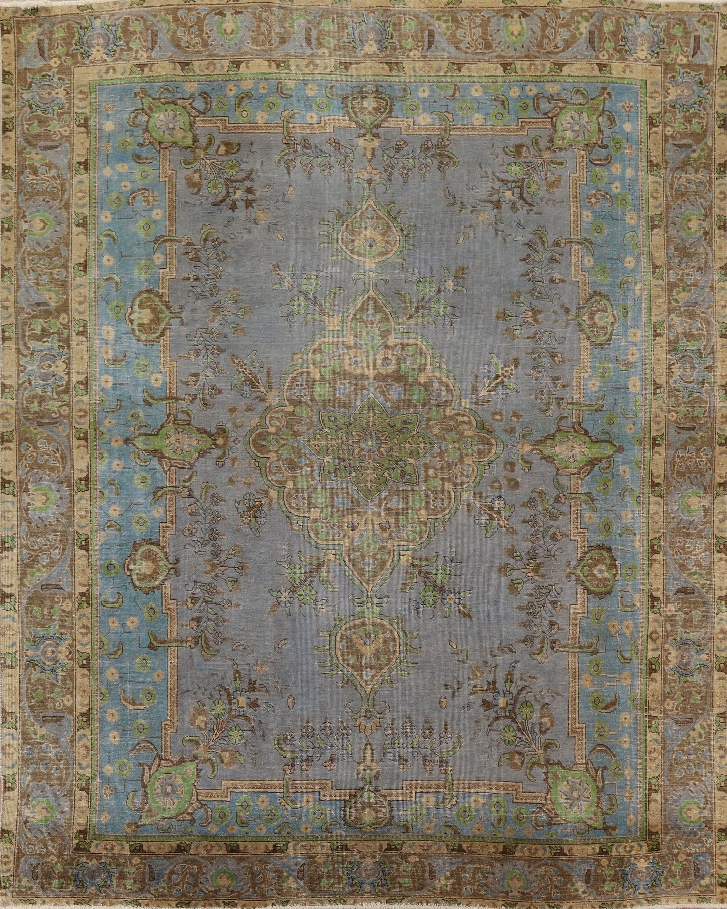 Distressed Over-Dyed Tabriz Persian Area Rug 9x11