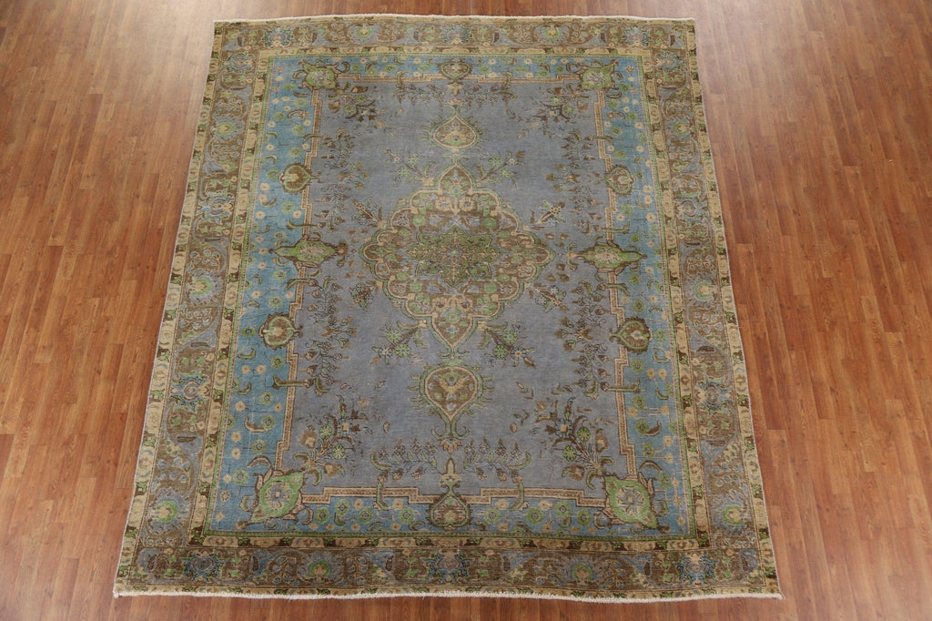 Distressed Over-Dyed Tabriz Persian Area Rug 9x11