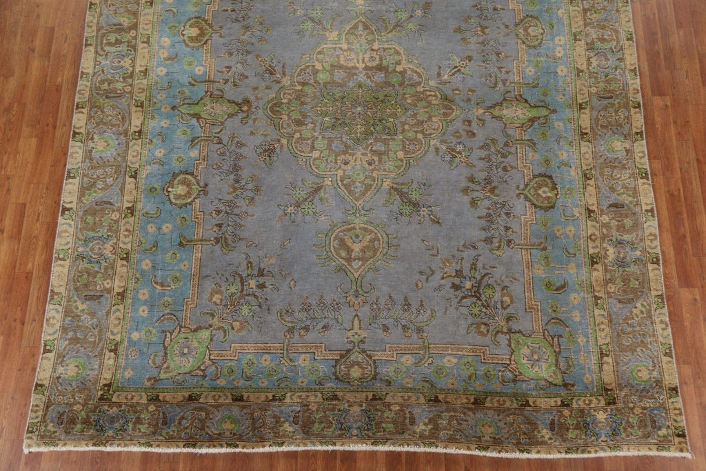 Distressed Over-Dyed Tabriz Persian Area Rug 9x11