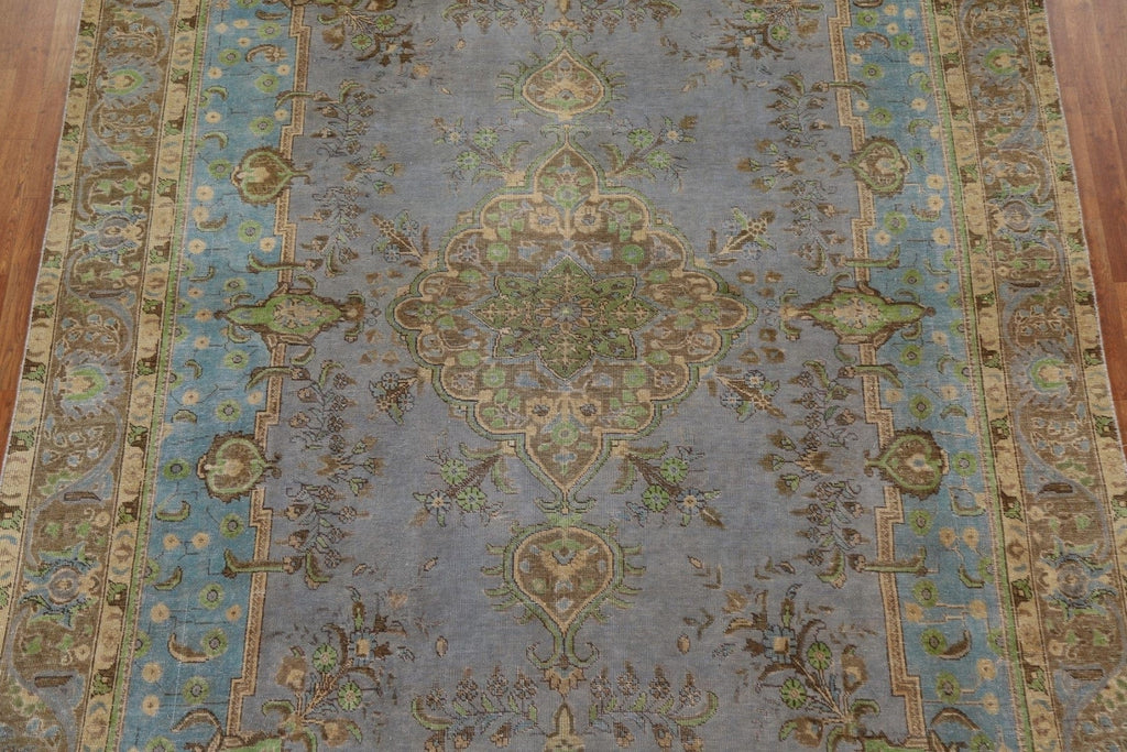 Distressed Over-Dyed Tabriz Persian Area Rug 9x11