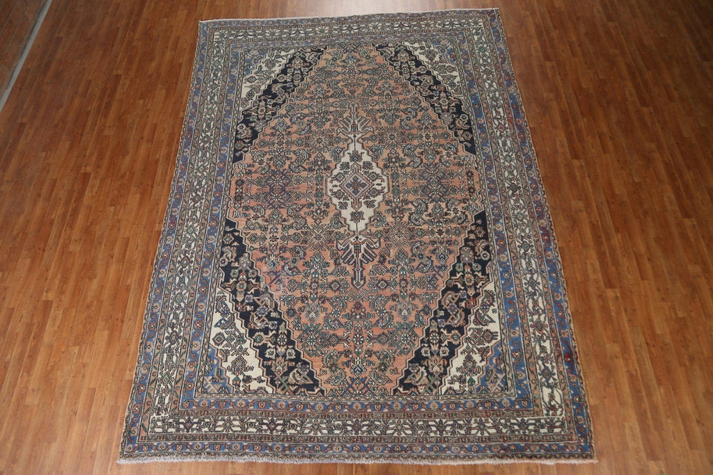 Distressed Hamedan Persian Area Rug 9x12