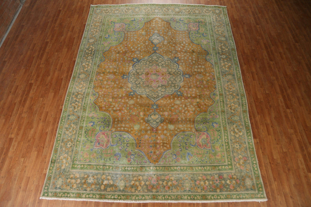 Distressed Over-Dyed Tabriz Persian Area Rug 10x13