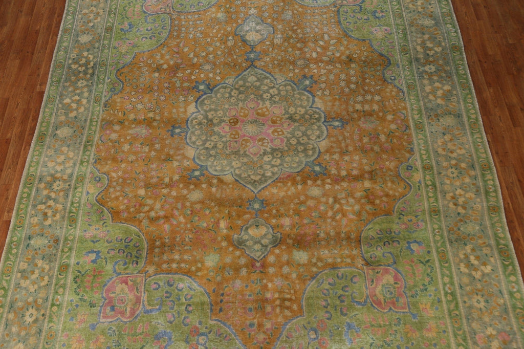 Distressed Over-Dyed Tabriz Persian Area Rug 10x13