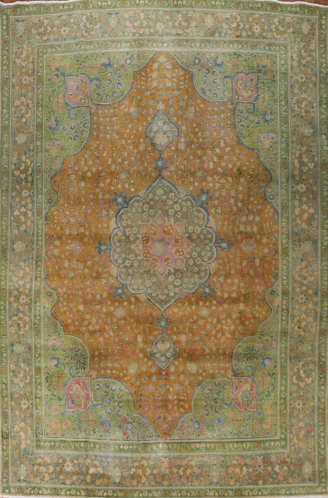 Distressed Over-Dyed Tabriz Persian Area Rug 10x13