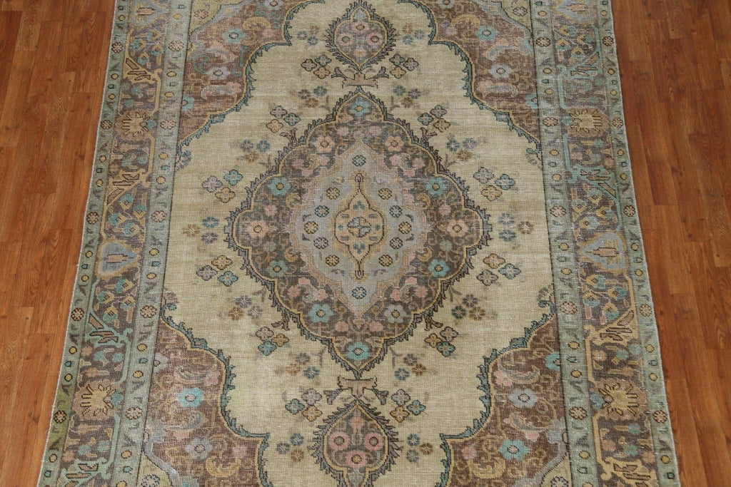 Distressed Over-Dyed Tabriz Persian Area Rug 7x9