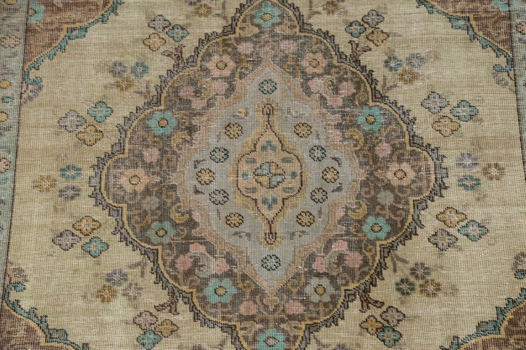 Distressed Over-Dyed Tabriz Persian Area Rug 7x9