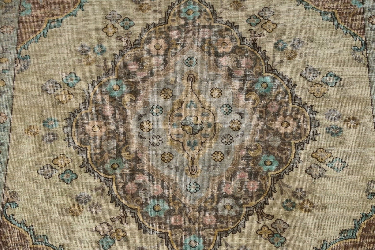 Distressed Over-Dyed Tabriz Persian Area Rug 7x9