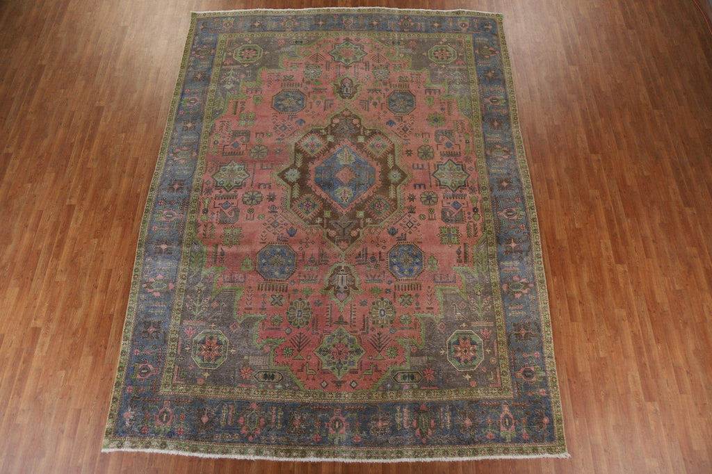 Distressed Over-Dyed Tabriz Persian Area Rug 10x13