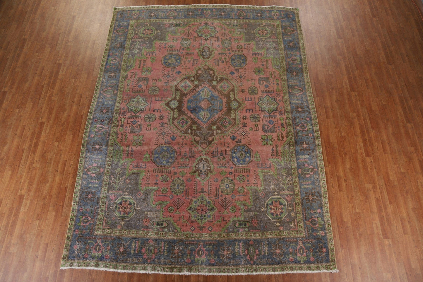 Distressed Over-Dyed Tabriz Persian Area Rug 10x13