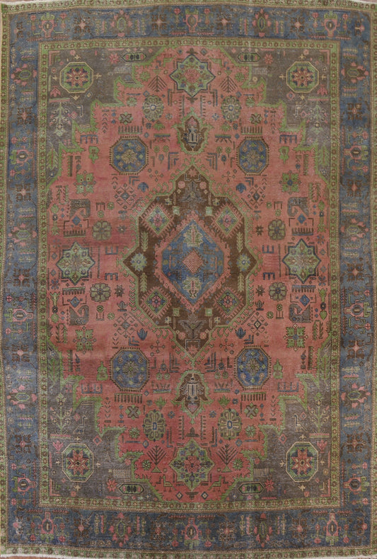 Distressed Over-Dyed Tabriz Persian Area Rug 10x13