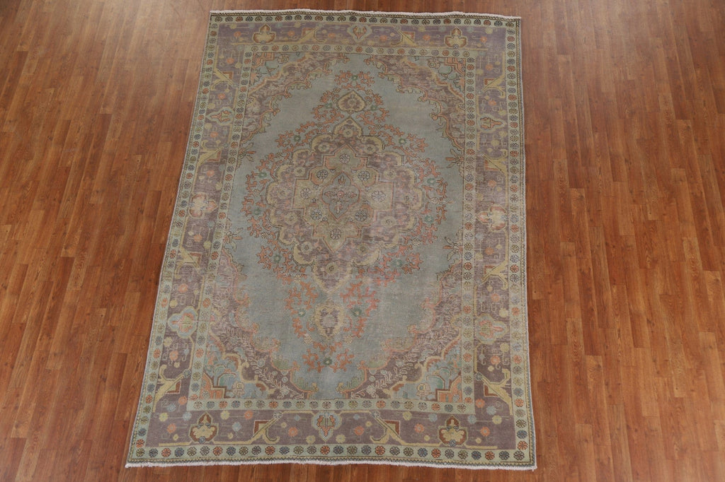 Distressed Over-Dyed Tabriz Persian Area Rug 7x10