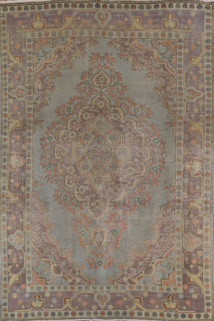 Distressed Over-Dyed Tabriz Persian Area Rug 7x10