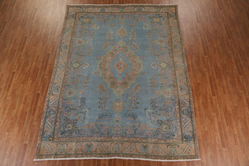 Distressed Over-Dyed Tabriz Persian Area Rug 10x13