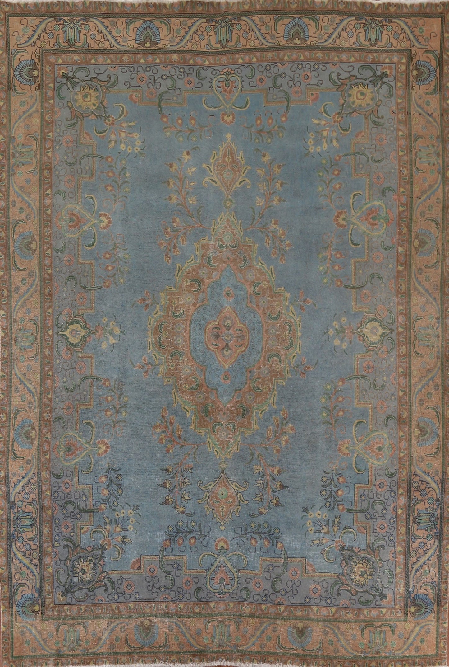 Distressed Over-Dyed Tabriz Persian Area Rug 10x13