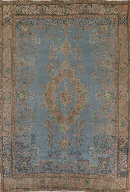 Distressed Over-Dyed Tabriz Persian Area Rug 10x13