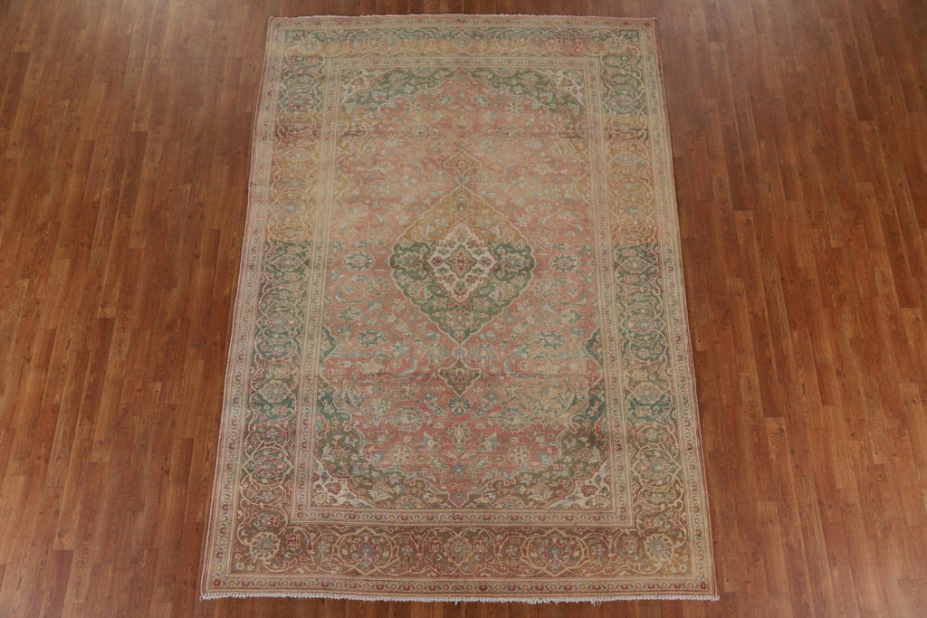 Distressed Over-Dyed Mashad Persian Area Rug 7x10