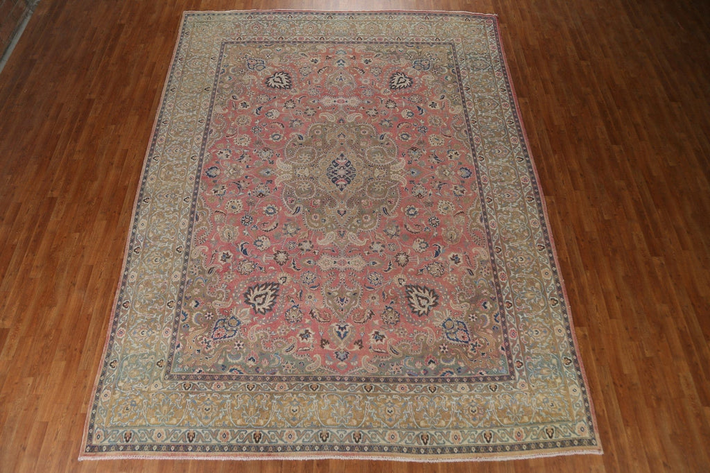 Pink Floral Mashad Persian Area Rug 10x13