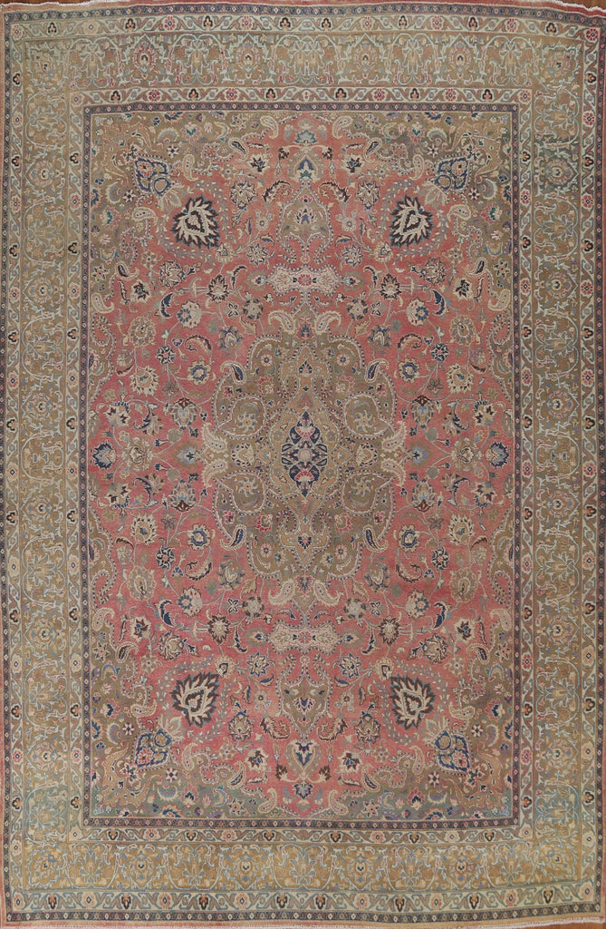 Pink Floral Mashad Persian Area Rug 10x13