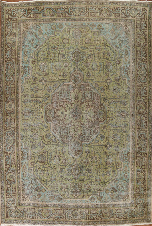 Distressed Over-Dyed Tabriz Persian Area Rug 10x13