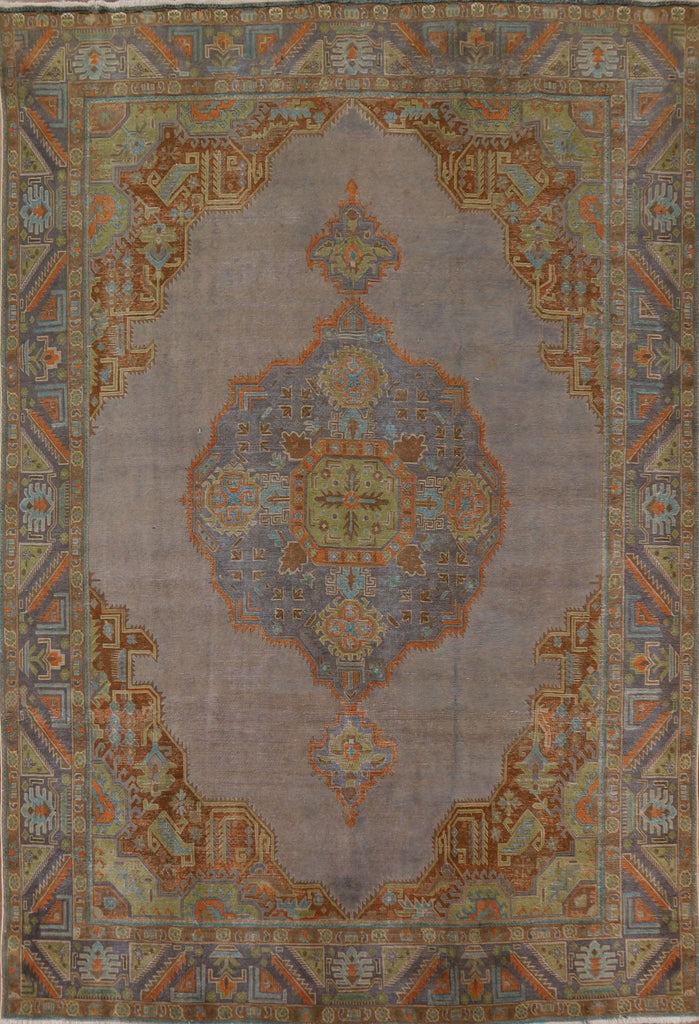 Distressed Over-Dyed Tabriz Persian Area Rug 9x12