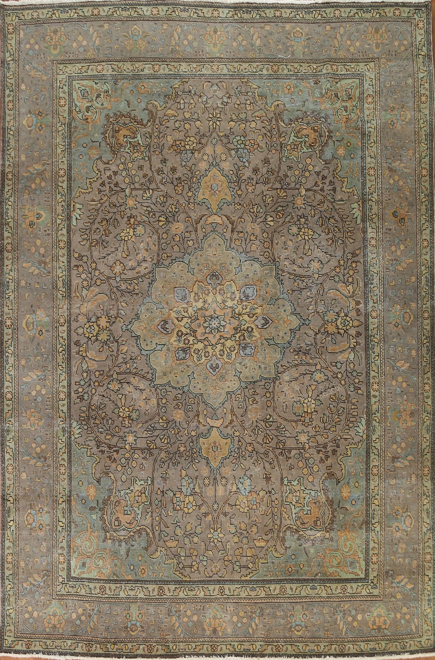 Distressed Over-Dyed Tabriz Persian Area Rug 8x11