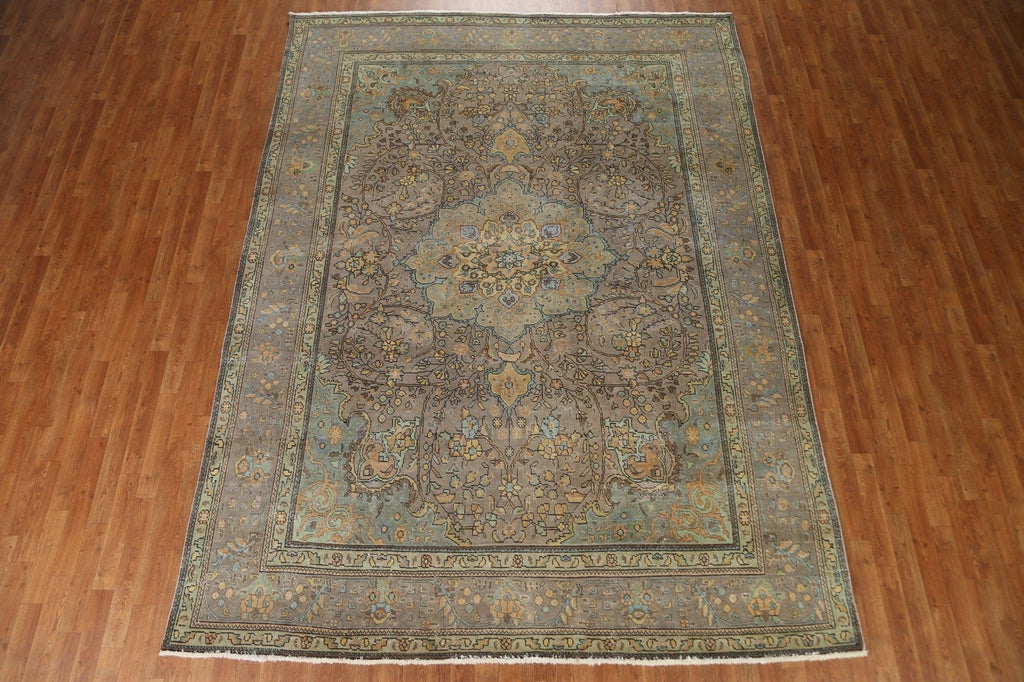 Distressed Over-Dyed Tabriz Persian Area Rug 8x11